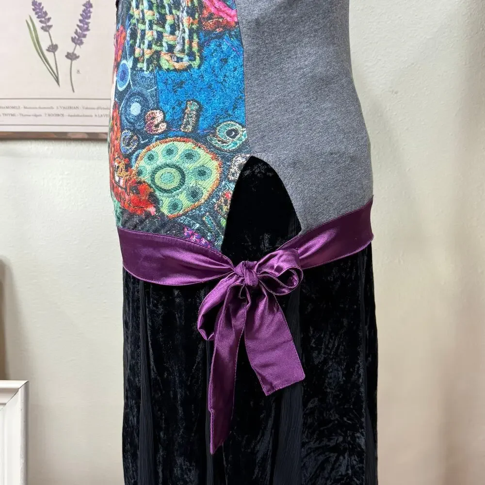 Desigual Graphic Print Tie Henley Top Whimsigoth Whimsy Twee Y2k Fairy Grunge M - Picture 5 of 10